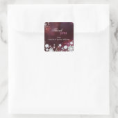 Burgundy Floral Winter Weddenschap Vierkante Sticker (Tas)