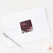 Burgundy Floral Winter Weddenschap Vierkante Sticker (Envelop)