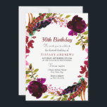 Burgundy Floral Wreath 30th Birthday Party Invite Kaart<br><div class="desc">Burgundy Floral Wreath 30th Birthday Party nodigt Matching collectie uit in Niche en Nest store.</div>