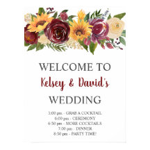 Burgundy Floral Yellow Sunflower Weduwis Welkom