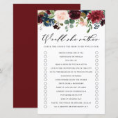 Burgundy Floral zou ze liever Baby shower spelen (Voorkant / Achterkant)