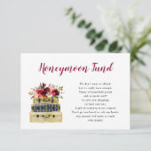 Burgundy florale kofferhoningenkaart kaart (Staand voorkant)