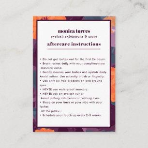 Burgundy Florals Aftercare Instructions chic Visitekaartje