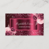 Burgundy florals elegant QR-code Visitekaartje (Voorkant)