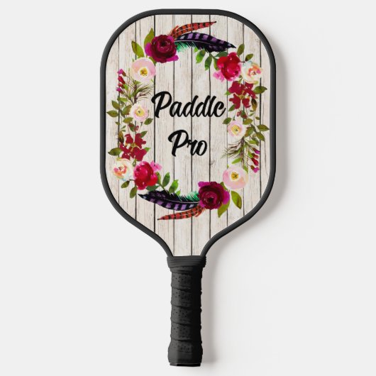 Burgundy Florals, Feathers, Wood 2 Paddle Pro (Achterkant)