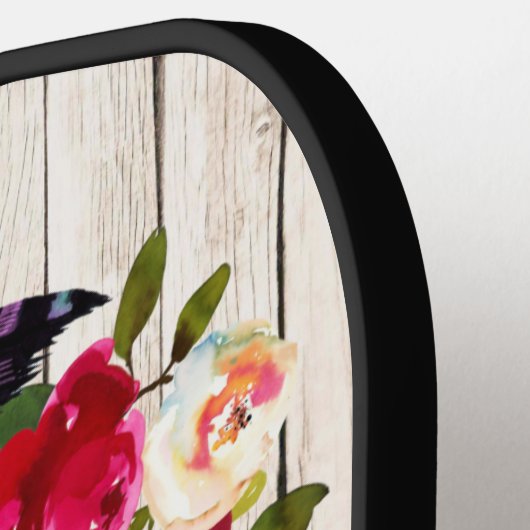 Burgundy Florals, Feathers, Wood 2 Paddle Pro (Links Detail)