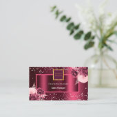 Burgundy florals foto logo QR code Visitekaartje (Staand voorkant)