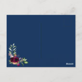 Burgundy florals Gold greenery boho blue bruiloft Briefkaart (Achterkant)