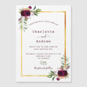 Burgundy florals gold greenery boho bruiloft (Voorkant)