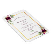 Burgundy florals gold greenery boho bruiloft magneet (Rechterzijde)