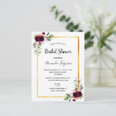 Burgundy florals Gold greenery boho vrijgezellenfe Briefkaart (Staand voorkant)
