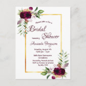 Burgundy florals Gold greenery boho vrijgezellenfe Briefkaart (Voorkant)