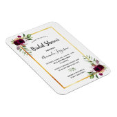 Burgundy florals Gold greenery boho vrijgezellenfe Magneet (Rechterzijde)