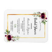 Burgundy florals Gold greenery boho vrijgezellenfe Magneet (Horizontaal)