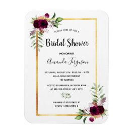 Burgundy florals Gold greenery boho vrijgezellenfe Magneet