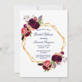 Burgundy florals goudgeometrisch boho vrijgezellen kaart (Voorkant)