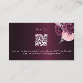 Burgundy florals trouwwebsite RSVP QR code Informatiekaartje (Achterkant)