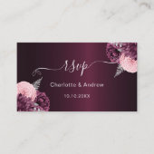 Burgundy florals trouwwebsite RSVP QR code Informatiekaartje (Voorkant)