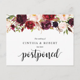 Burgundy Florals Wedding Elopement Uitgesteld Briefkaart