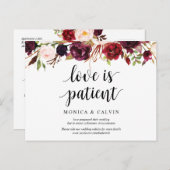 Burgundy Florals, Wedding Invitation Postponed Briefkaart (Voorkant / Achterkant)