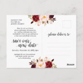 Burgundy Florals, Wedding Invitation Postponed Briefkaart (Achterkant)