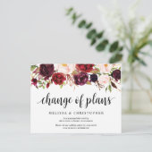 Burgundy Florals, Wedding Invitation Postponed Briefkaart (Staand voorkant)