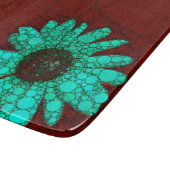 Burgundy Florescent Turquoise Flowers Snijplank (Hoek)