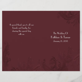 Burgundy Flourish Wedding Programme
