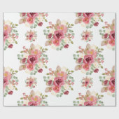 Burgundy Flower-cadeauomslag, verjaardagscadeauoms Cadeaupapier (Vlak)