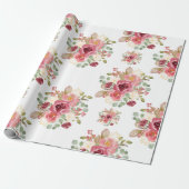 Burgundy Flower-cadeauomslag, verjaardagscadeauoms Cadeaupapier (Uitgerold)