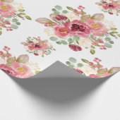 Burgundy Flower-cadeauomslag, verjaardagscadeauoms Cadeaupapier (Hoek)