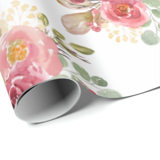 Burgundy Flower-cadeauomslag, verjaardagscadeauoms Cadeaupapier (Rol Hoek)