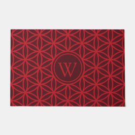 Burgundy Flower of Life - sacred geometry Monogram Deurmat