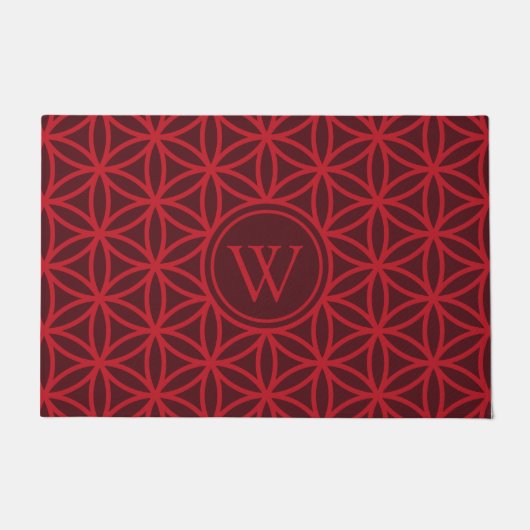 Burgundy Flower of Life - sacred geometry Monogram Deurmat (Voorkant)