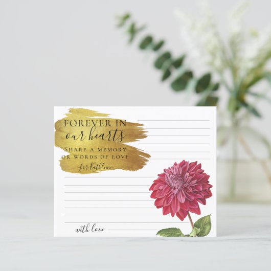 Burgundy Flower Share a Memory Funeral Kaart (Staand voorkant)