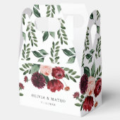 Burgundy Flower Winter Wedding Favor Box Bedankdoosjes (Geopend)