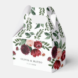 Burgundy Flower Winter Wedding Favor Box Bedankdoosjes