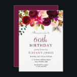 Burgundy Flowers 60th Birthday Party Invitation Kaart<br><div class="desc">Burgundy Flowers 60th Birthday Party Invitation Zie bijbehorend collectie en uitnodigingen voor mannen en vrouwen</div>