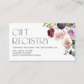 Burgundy Flowers and Figs Baby shower Registry Informatiekaartje (Voorkant)