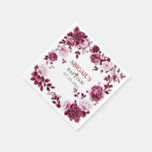 Burgundy flowers Chinoiserie floral girl Baptism Servet (Hoek)