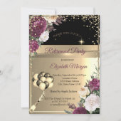 Burgundy Flowers, Diamonds Ballons Retirement Part Kaart (Voorkant)