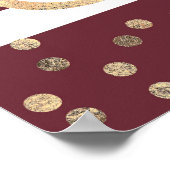 Burgundy Flowers Elegant Gold Stippen Weddenschap  Poster (Hoek)