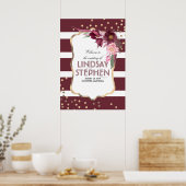Burgundy Flowers Elegant Gold Stippen Weddenschap  Poster (Keuken)