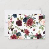 Burgundy Flowers Elegant  Rehearsal Dinner Kaart (Achterkant)