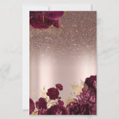 Burgundy Flowers Glitter 90th Birthday Menu Card (Achterkant)