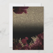 Burgundy Flowers Glitter Black 80th Birthday Kaart (Achterkant)