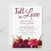 Burgundy Flowers Herfst in Love Weddenschap Kaart (Voorkant)