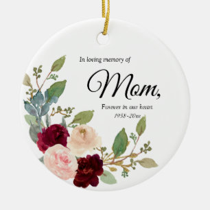 Burgundy Flowers in Loving Memory of Mam Ornament