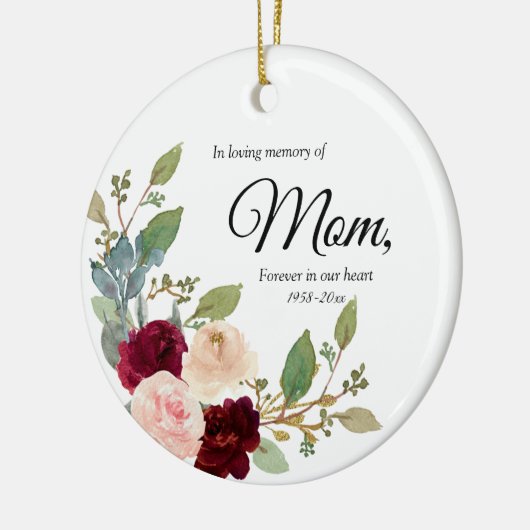 Burgundy Flowers in Loving Memory of Mam Ornament (Links)