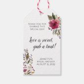 Burgundy Flowers Love is Sweet Vrijgezellenfeest Cadeaulabel (Voorkant)